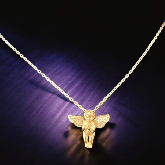 14K Matte Gold Angel Necklace