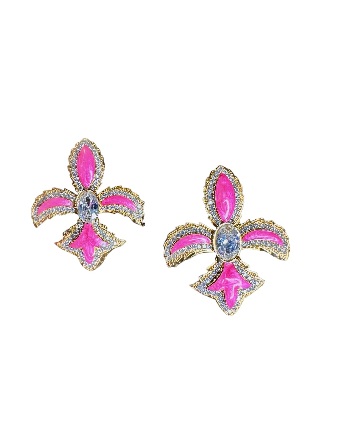 Pink Fleur-De-Lis Earrings