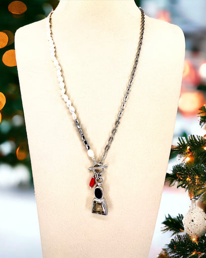 Seyran Pearl Necklace with Amethyst, Garnet & Coral