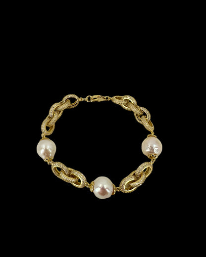 Gold Chain Pearl Bracelet