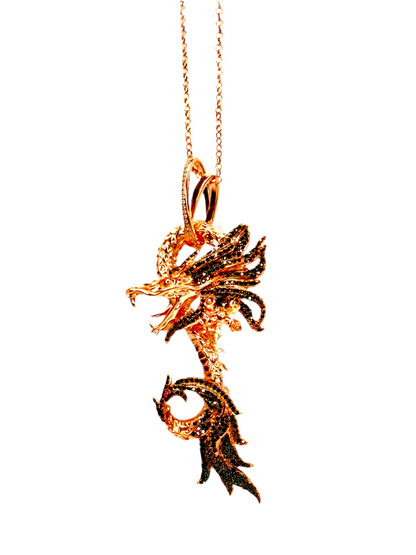 Siyah Rose Dragon Kolye