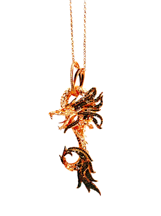 Black Rose Dragon Necklace