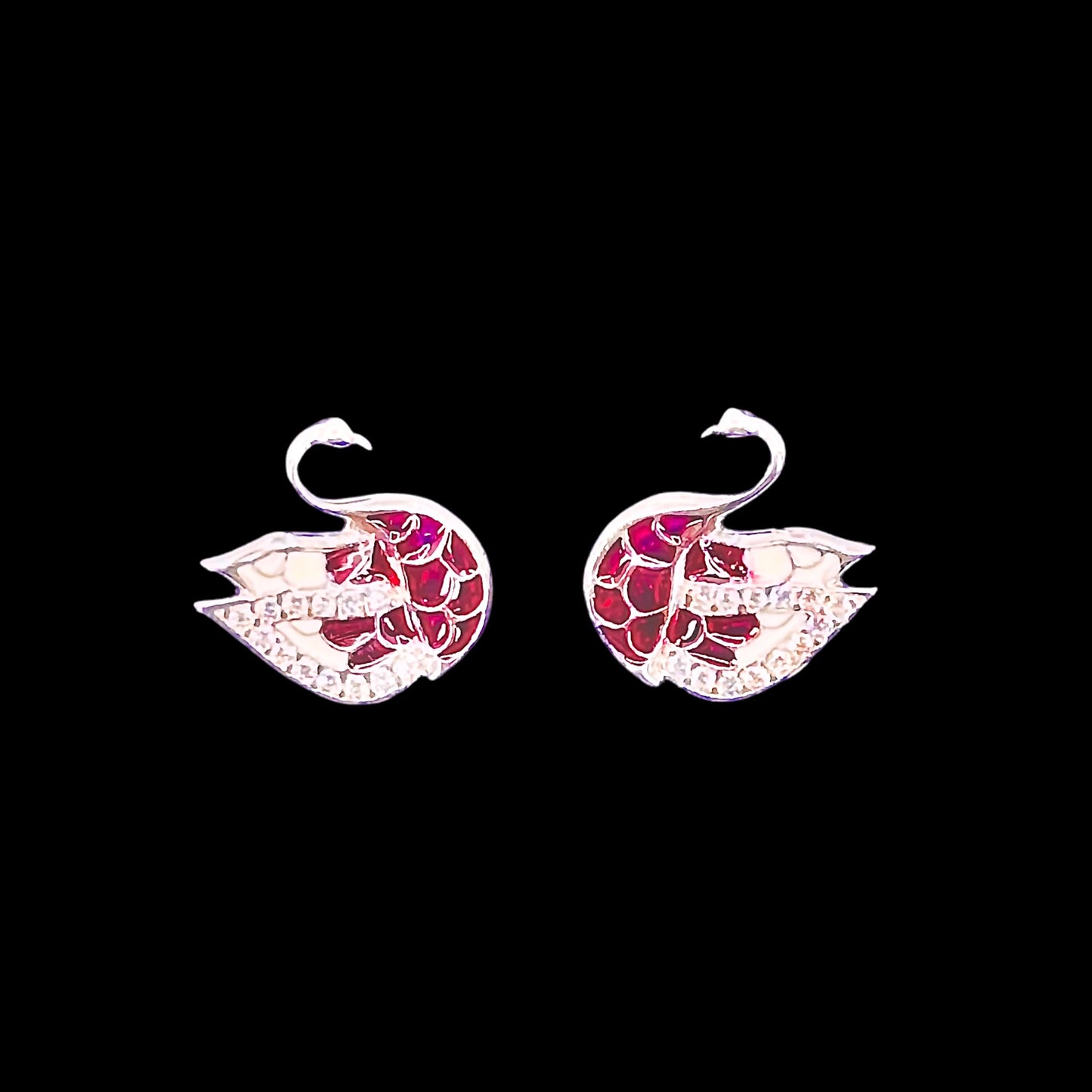 Burgundy Swan Earrings