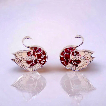Burgundy Swan Earrings