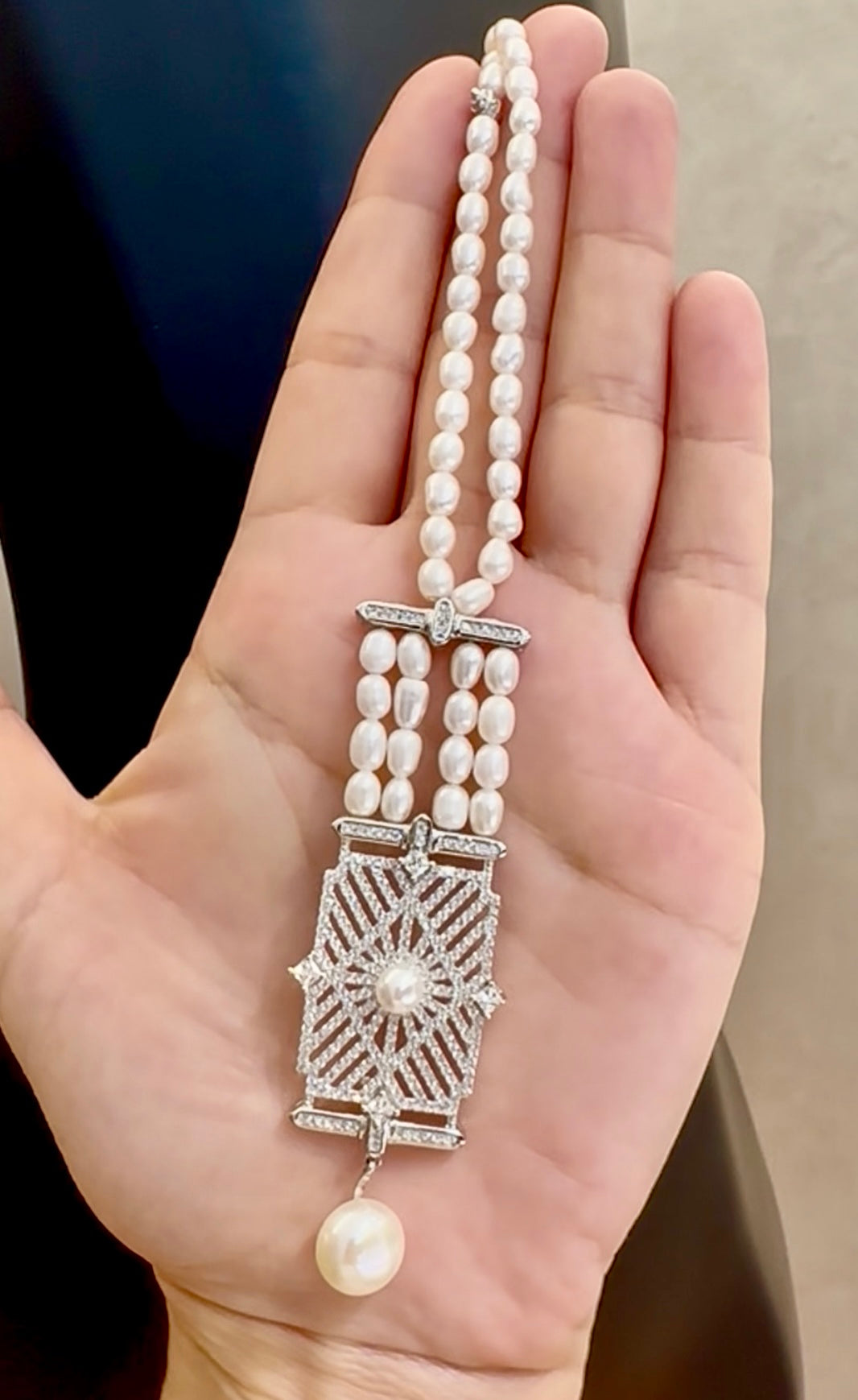 Diamond Pearl Necklace