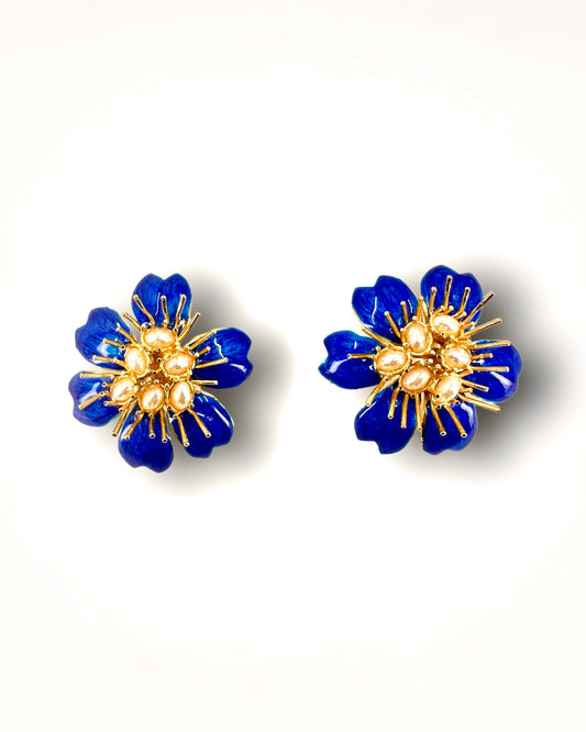 Dark Blue Pearl Azalea Earring