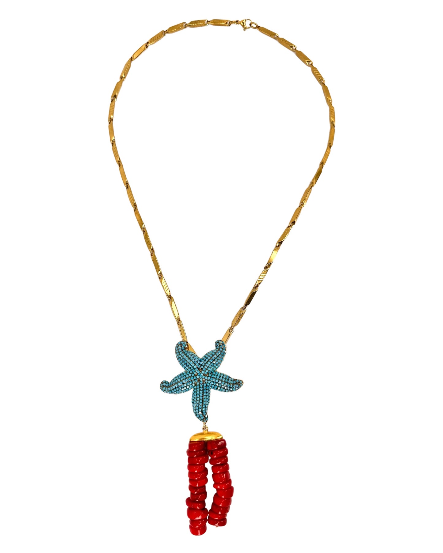 Red Coral Starfish Necklace