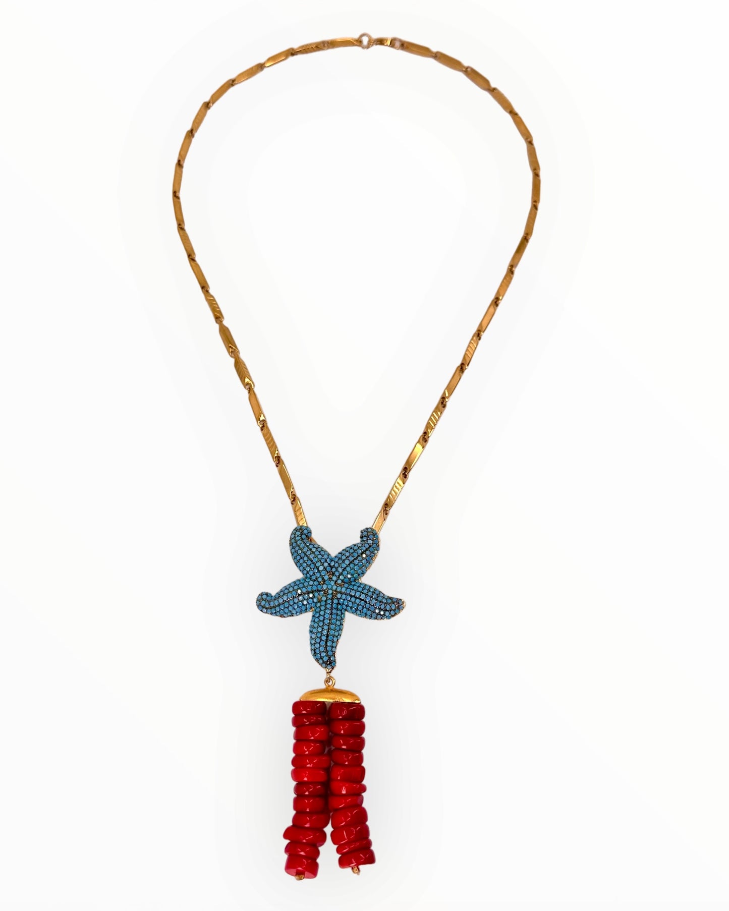 Red Coral Starfish Necklace