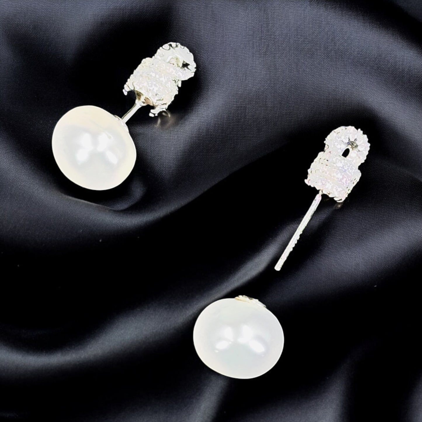 Zircon Bead Pearl Earrings