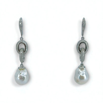 İncili Silver Zincir Küpe