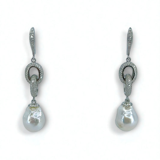 İncili Silver Zincir Küpe