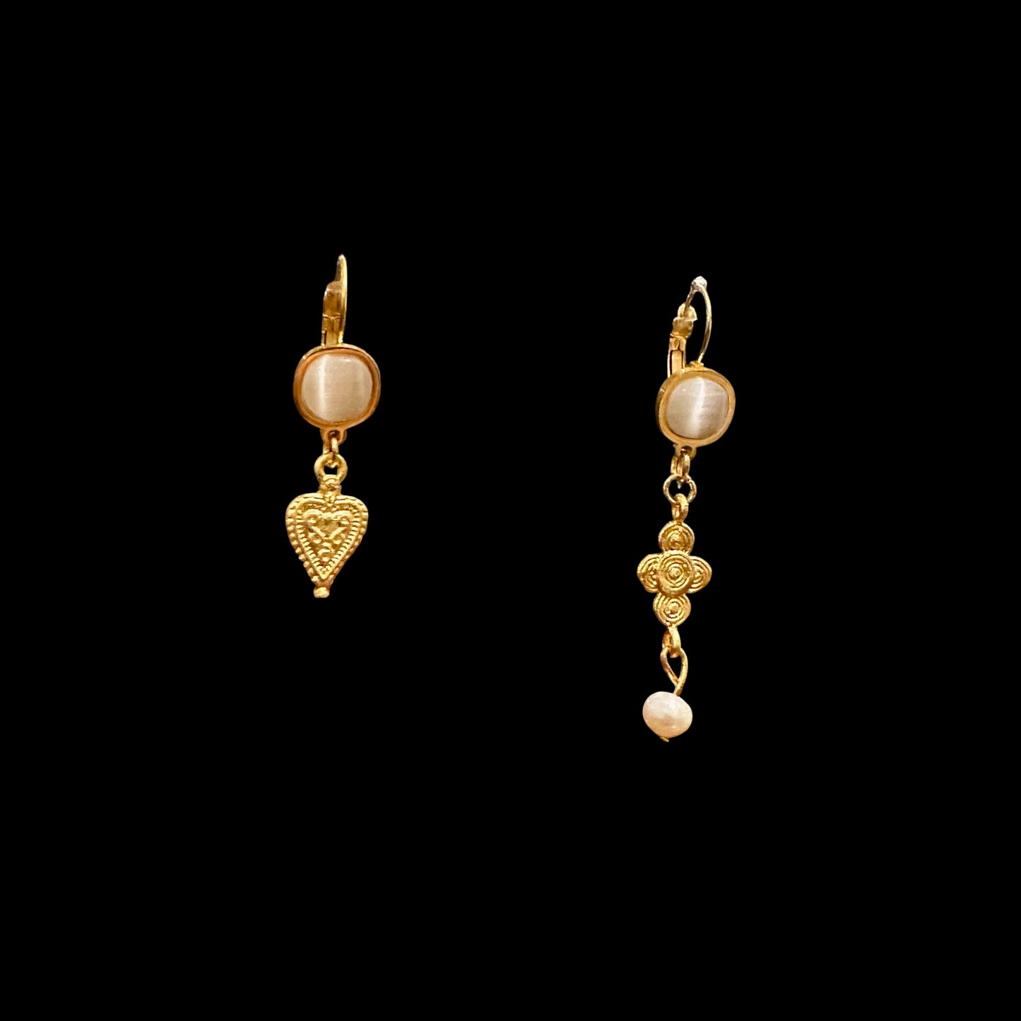 İncili Kalp Artisan Küpe