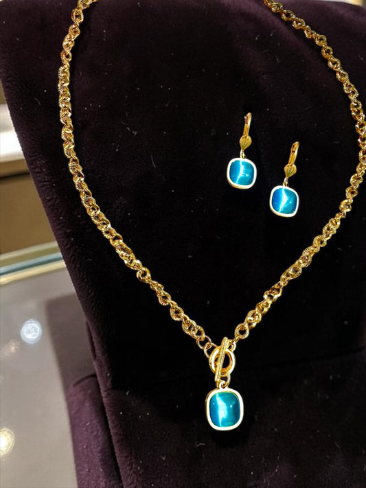 Yıldız Maviş Kolye Küpe Set