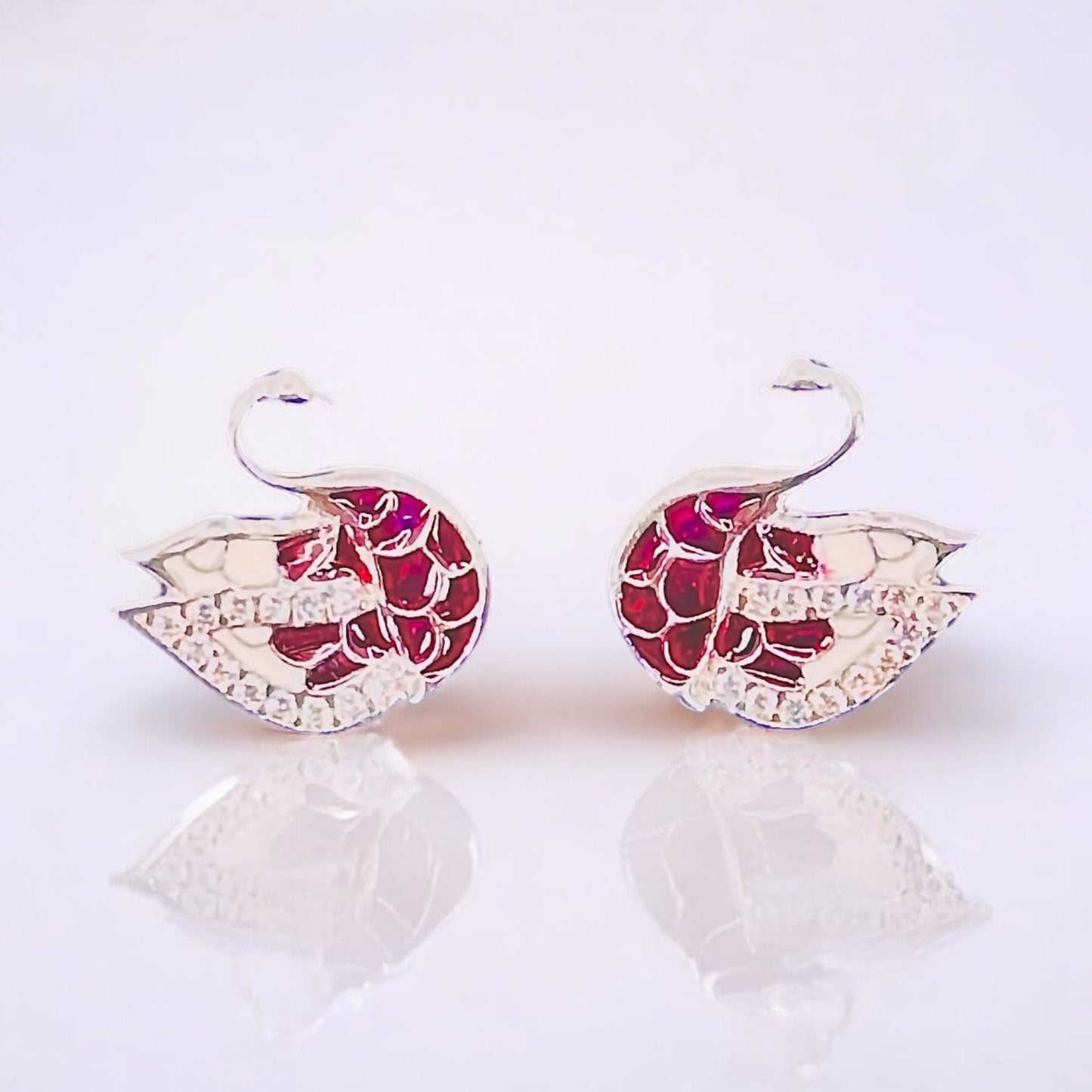 Burgundy Swan Earrings