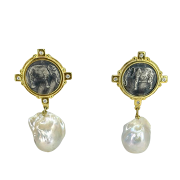 Baroque Pearl  Elephant earrings