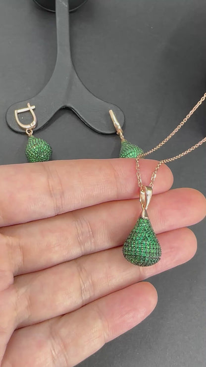Kuzey Işıkları Kolye Küpe Gümüş Set