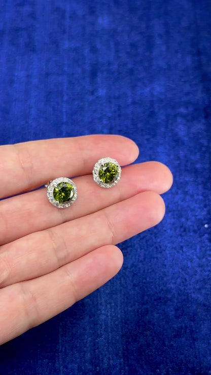 925 Ayar Gümüş Peridot Taşlı Küpe