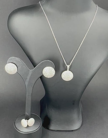 Dolunay Zirkon Taşlı Kolye Küpe Gümüş Set